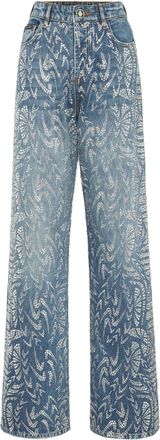 Philipp Plein Denim Trousers Skater Fit Moroccan Strass