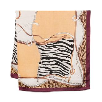 Liu Jo Scarves, female, Multicolor, Size: ONE SIZE Animal Print Bordeaux Scarf