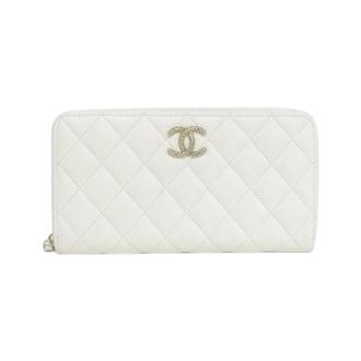 Chanel Pre-owned Wallets, female, White, Size: ONE SIZE Pre-owned Long wallet (bi-fold)