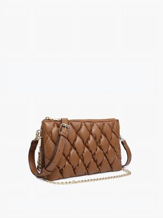 Jen & Co. Womens Izzy Puffer Crossbody Bag In Brown