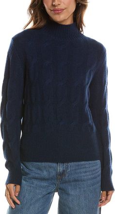 Fort&eacute; Cashmere Cable Mock Neck 100% Cashmere Sweater