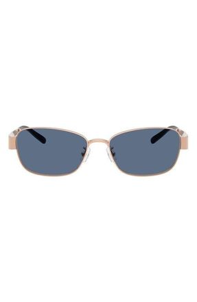 Tory Burch 55mm Gradient Polarized Rectangular Sunglasses in Light Rose Gold /Blue at Nordstrom