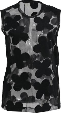 Comme Des Gar&ccedil;ons Comme des Gar&ccedil;ons Mesh Flower Detail Blouse in Black Polyester
