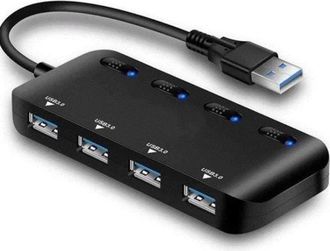 No Brand Hub Usb 3.0 - Multifuncional Con 4 Puertos - Protecci&oacute;n Contra Sobretensiones - Carga Inteligente