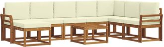 vidaXL Conjunto De Sof&aacute;s De Exterior 9 Uds. Natural Y Crema Vidaxl