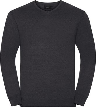 Russell Athletic Russell Collectie Heren V-Hals Gebreide Trui (Houtskool mergel)
