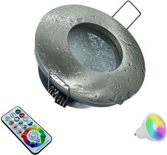 Trade Shop Trade Shop - Proyector Led Empotrado Para La Ducha De Ba&ntilde;o Rgbw 10w Gu10 L&aacute;mpara De Cromoterapia - Cromo Satinate