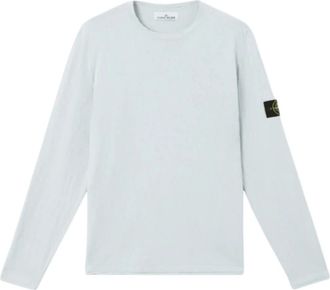 Stone Island Cotton Nylon Crewneck Sweater - Heren - Longsleeves - Blauw - XL - Nylon - Tops