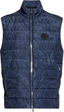 Etro Vest met gewatteerde voorkant - Heren - Bodywarmers - Blauw - 2XL - Wol - Jassen