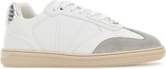 Versace Mens White Leather Greca Court Sneakers Lightpearlgreywhitesilverpalladium