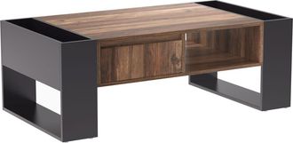 Urban Meuble Mesa de centro efecto madera cajón abierto almacenaje lados antracita