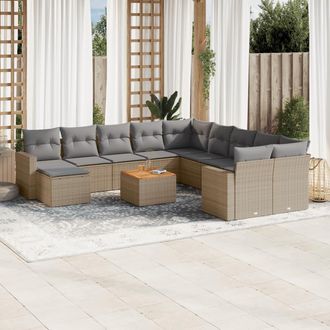 vidaXL Set De Sof&aacute;s De Jard&iacute;n 12 Pzas Y Cojines Rat&aacute;n Sint&eacute;tico Marr&oacute;n Vidaxl