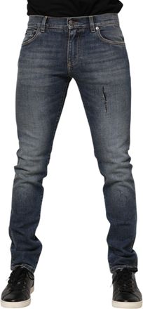 Dolce & Gabbana Blue Washed Cotton Skinny Men Denim Jeans Co+02 Clothing