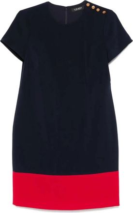 Ralph Lauren Kusmae jurk met korte mouwen - Dames - Korte kleedjes - Blauw - XL - Polyester - Kleedjes