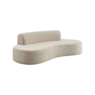 Sweeek Sof&aacute; con forma curva de tela chenilla, 3 plazas, beige