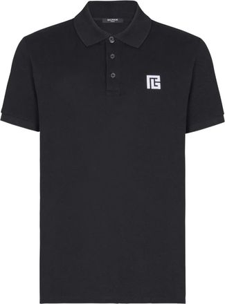 Balmain Embroidered Cotton Polo - Nero