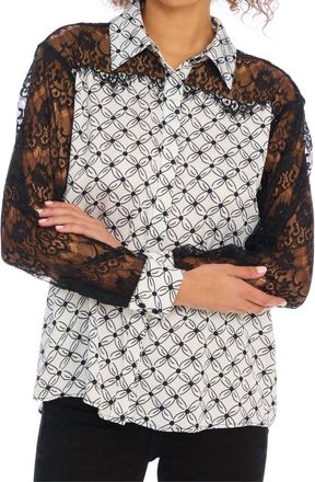 Allison New York Liliana Long Sleeve Shirt In Black Tiles