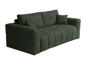 Vente-Unique Sof&aacute; cama de 3 plazas expr&eacute;s en tela boucl&eacute; verde - Cama 140 cm - Colch&oacute;n 16 cm ISSORO