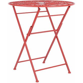 Beliani Beliani - Tavolo da giardino bistrot pieghevole in metallo stile provenzale rosso Scario