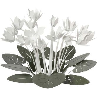 Arti e Mestieri Centrotavola decorativo Ciclamino &Oslash;38 cm in ferro color Verde Salvia e Bianco Design floreale moderno per tavolo o soggiorno Made in Italy