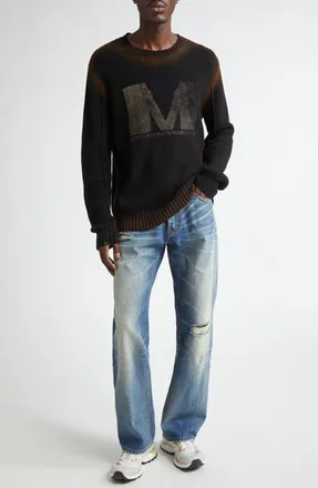 Maison Margiela Distressed Jeans in Medium Blue at Nordstrom, Size 29