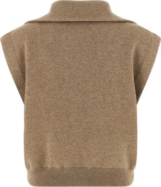 Brunello Cucinelli Womens Beige Cashmere Sleeveless Jacket Clothing