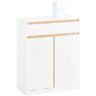 SoBuy Sobuy - Laundry Cabinet Laundry Chest Storage Cabinet with Laundry Basket,BZR79-W