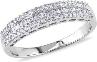 Amour 1/3 CT TW Baguette and Round Diamond Anniversary Band In 10K White Gold
