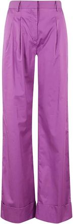 Andamane Nathalie Wide-Leg Broek - Dames - Wijde Broeken - Paars - XS - Katoen - Broeken