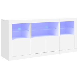 Berkfield Home Sideboard with LED Lights White 142.5x37x67 cm