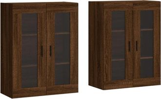 vidaXL Vidaxl - Armarios de pared 2 uds madera de ingeniería marrón roble