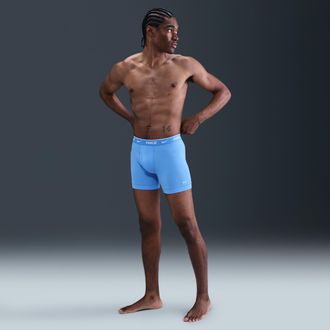 Nike Mens Dri-FIT Essential Cotton Stretch Boxer Briefs (3-Pack) in Blue | KE1167-467