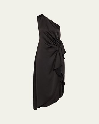 Ramy Brook Malika Draped One-Shoulder Midi Dress