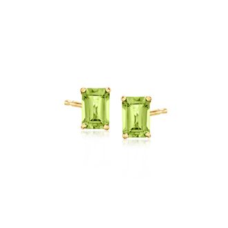 RS Pure by Ross-Simons Peridot Stud Earrings in 14kt Yellow Gold