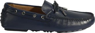 Desa Mens Leather Slip-Ons - Flat Heel, No Closure | Dark Blue - 41
