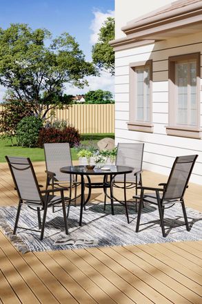 Living and Home 4-Seater Outdoor Garden Dining Table and Chairs Set in Black