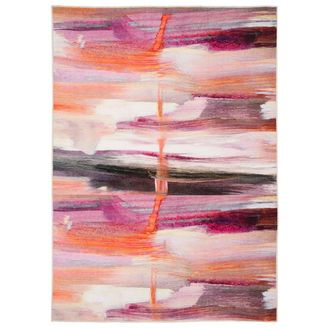 Kukoon Pink & Cream Multi Colour Abstract Living Room Area Rug Bedroom Mat | Size: 120 cm x 170 cm