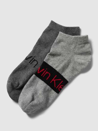 Calvin Klein Sneakersocken mit Label-Print im 2er-Pack Modell RIBBO in Mittelgrau, Gr&ouml;&szlig;e 39-42