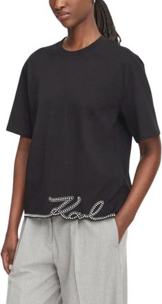 Karl Lagerfeld Ikon T-shirt - Dames - T-shirts - Zwart - S - Katoen - Tops