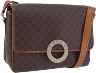 Celine Pre-owned Vintage Macadam Canvas Schoudertas - Dames - Vintage Schoudertas - Bruin - ONE Size - Leer - Vintage