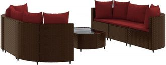 vidaXL Juego De Sof&aacute;s De Jard&iacute;n 7 Piezas Con Cojines Rat&aacute;n Pe Marr&oacute;n Vidaxl