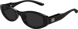 Balenciaga Nova Oval Zonnebril - Dames - Zonnebrillen - Zwart - 53 MM - Accessoires