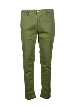 Replay Cotton Stretch Trousers With Distinctive Green Hue