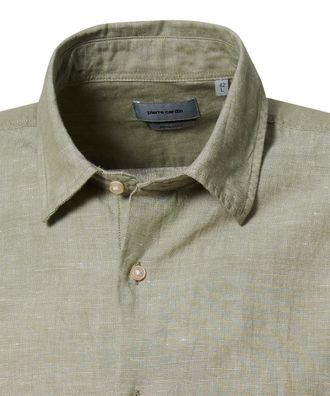 Pierre Cardin Kurzarmhemd PIERRE CARDIN Kent 1001, Herren, Gr. M, N-Gr, gr&uuml;n (dusty olive), Web, Obermaterial: 65% Baumwolle, 35% Leinen, unifarben, normal h&uuml;ftbede