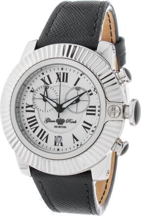 Glam Rock Black Leather Dress Womens Watch