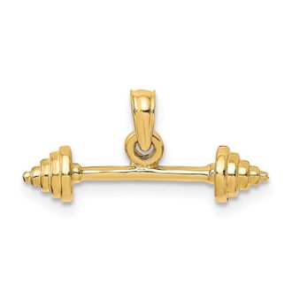 Diamond2Deal 10k Yellow Gold Solid Polished 3-D Dumbbell Charm