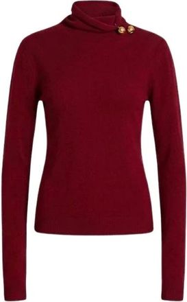 Alberta Ferretti Truien & Vesten, Dames, Rood, L, Wol, Trui met col van wol, zijde en kasjmier met bloemspeld