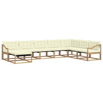 vidaXL Conjunto De Sof&aacute;s De Exterior Con Coj&iacute;n 8 Pcs Blanco Y Crema Vidaxl