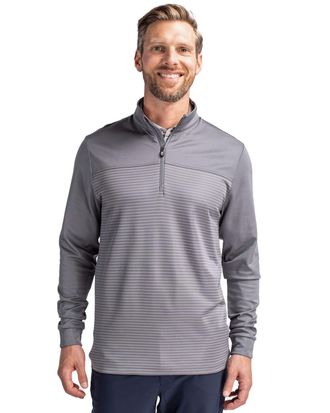 Cutter & Buck Traverse Stripe Stretch Quarter Zip Mens Pullover Jacket