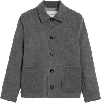 Ami Boxy Cropped Jacket with Classic Collar